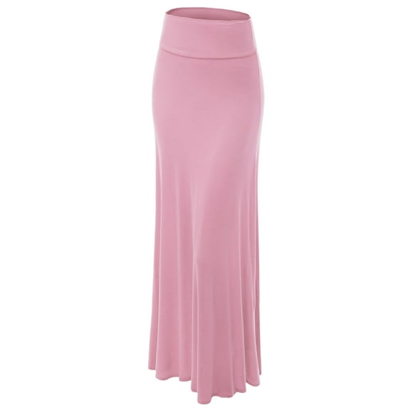 Made by Johnny Women's Fold-Over Maxi Skirt M PINK