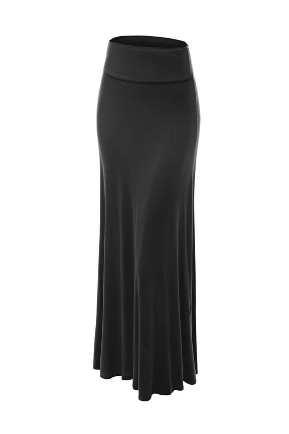 Women's Fold-Over Maxi Skirt XL BLACK