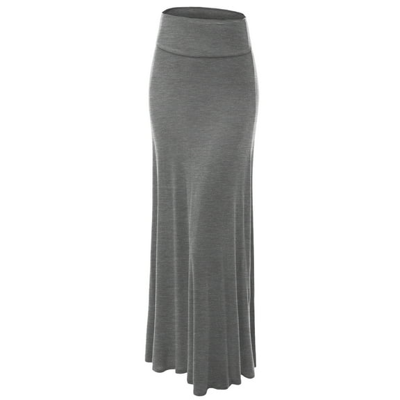 Made by Johnny Women's Fold-Over Maxi Skirt XL HEATHER_GREY