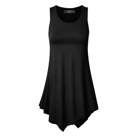 Made by Johnny Women's Handkerchief Hem Tank Tunic Top M BLACK
