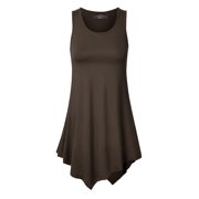 Made by Johnny Women's Handkerchief Hem Tank Tunic Top XS BROWN