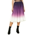 thumbnail image 1 of Made by Johnny Women's High Elastic Waist Pleated Mid A-Line Swing Skirt L PURPLE_OMBRE, 1 of 6