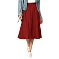 thumbnail image 1 of Made by Johnny Women's High Elastic Waist Pleated Mid A-Line Swing Skirt M RUST, 1 of 6