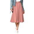 thumbnail image 1 of Made by Johnny Women's High Elastic Waist Pleated Mid A-Line Swing Skirt S MAUVE, 1 of 6