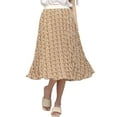 thumbnail image 1 of Made by Johnny Women's High Elastic Waist Pleated Mid A-Line Swing Skirt S WHITE_CAMEL, 1 of 6
