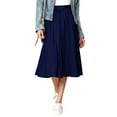 thumbnail image 1 of Made by Johnny Women's High Elastic Waist Pleated Mid A-Line Swing Skirt XL NAVY, 1 of 6