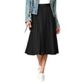 thumbnail image 1 of Made by Johnny Women's High Elastic Waist Pleated Mid A-Line Swing Skirt XXL BLACK, 1 of 6