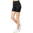 thumbnail image 1 of Made by Johnny Women's High Waisted Mid-Thigh Yoga Biker Shorts with Pockets S BLACK, 1 of 6