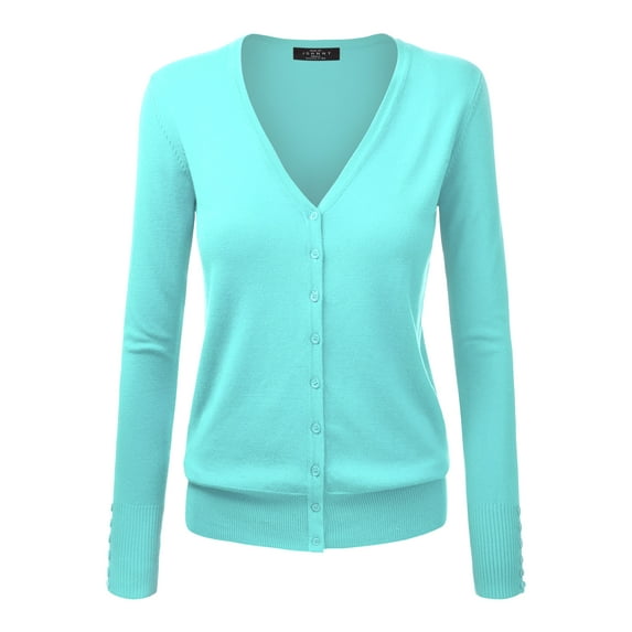 Made by Johnny Women's Keep It Classic V Neck Cardigan M MINT
