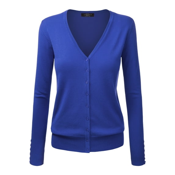 Made by Johnny Women's Keep It Classic V Neck Cardigan M ROYAL_BLUE
