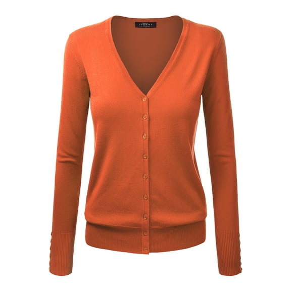 Made by Johnny Women's Keep It Classic V Neck Cardigan S RUST