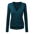 thumbnail image 1 of Made by Johnny Women's Keep It Classic V Neck Cardigan S TEAL, 1 of 6