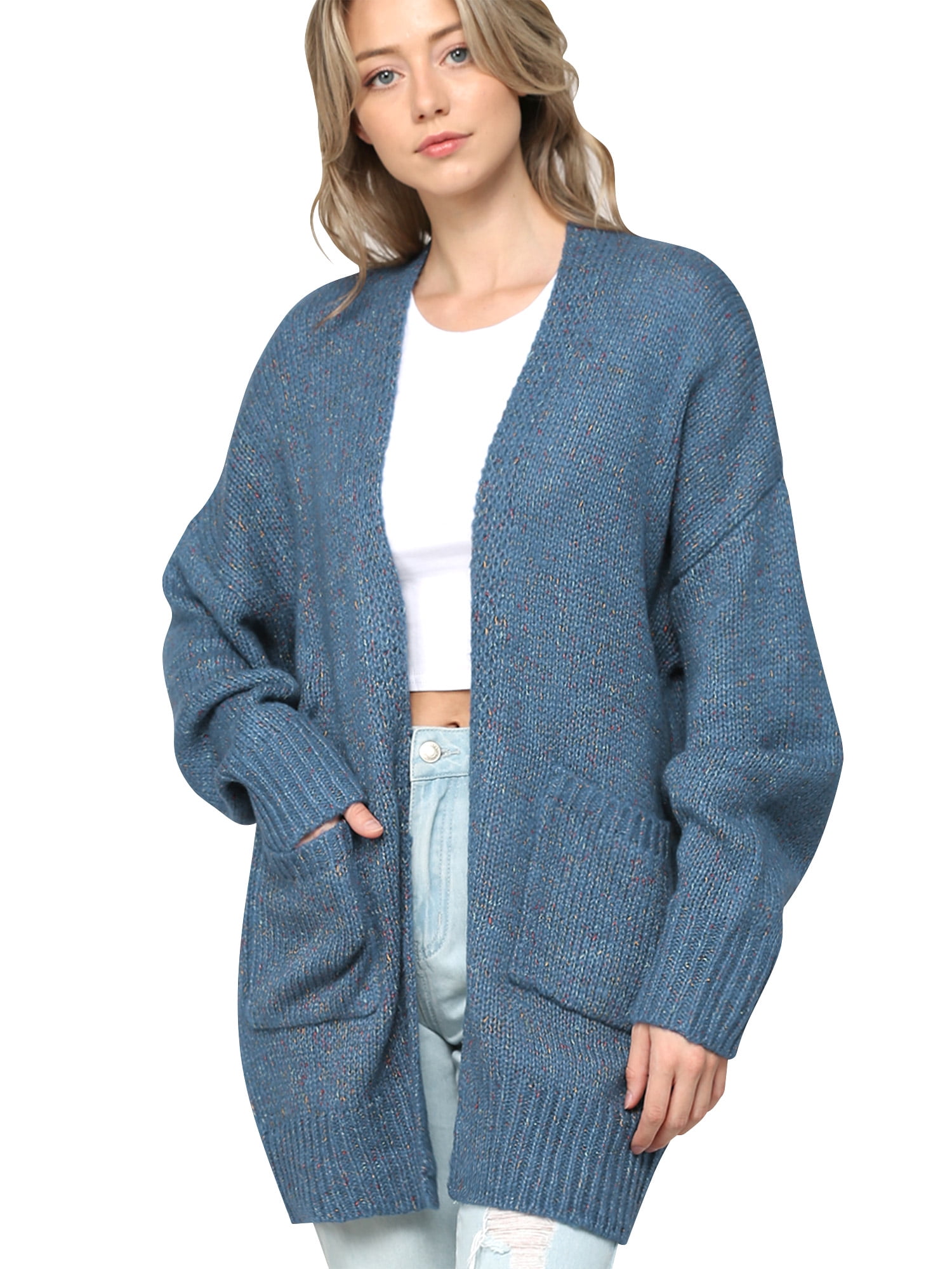 Women Batwing Sleeve Sweater Open Front Kimono Oversized Wrap Cardigan