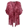 thumbnail image 1 of Made by Johnny Women's Kimono Style Loose fit Short Sleeve Dolman Tie Dye Cardigan XL WINE, 1 of 4