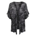 thumbnail image 1 of Made by Johnny Women's Kimono Style Loose fit Short Sleeve Dolman Tie Dye Cardigan XXL BLACK, 1 of 4