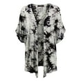 thumbnail image 1 of Made by Johnny Women's Kimono Style Loose fit Short Sleeve Dolman Tie Dye Cardigan XXXL WHITE_BLACK, 1 of 4