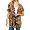thumbnail image 1 of Made by Johnny Women's Kimono Style Short Sleeve Dolman Cardigan L LEOPARD, 1 of 6