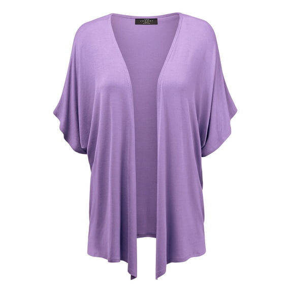 Made by Johnny Women's Kimono Style Short Sleeve Dolman Cardigan L LILAC