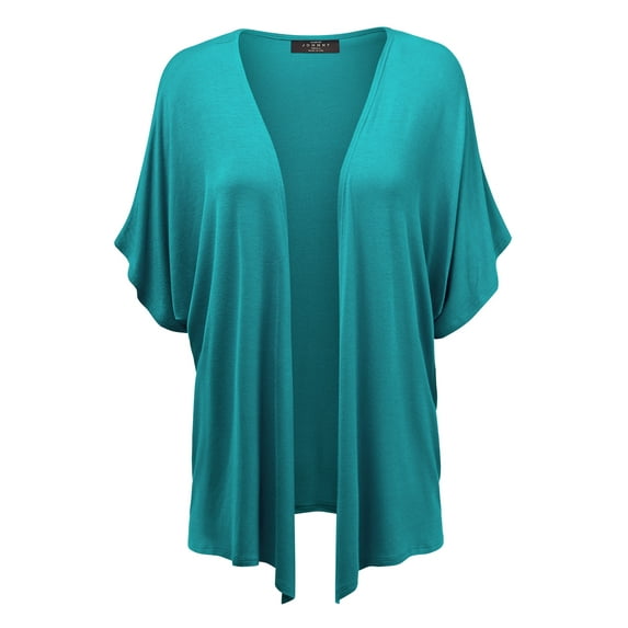 Made by Johnny Women's Kimono Style Short Sleeve Dolman Cardigan M JADE