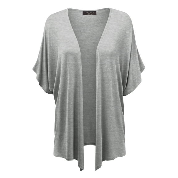 Made by Johnny Women's Kimono Style Short Sleeve Dolman Cardigan S HEATHER_GREY