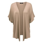 MADE BY JOHNNY Women's Kimono Style Short Sleeve Dolman Cardigan XL TAUPE