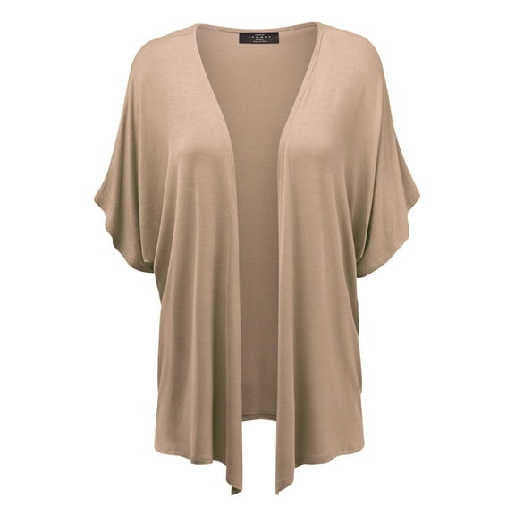 Made by Johnny Women's Kimono Style Short Sleeve Dolman Cardigan XL TAUPE