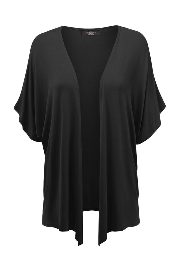 Women's Kimono Style Short Sleeve Dolman Cardigan XXXL BLACK