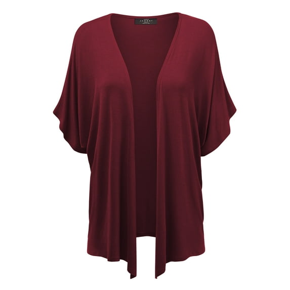 Made by Johnny Women's Kimono Style Short Sleeve Dolman Cardigan XXXXL WINE