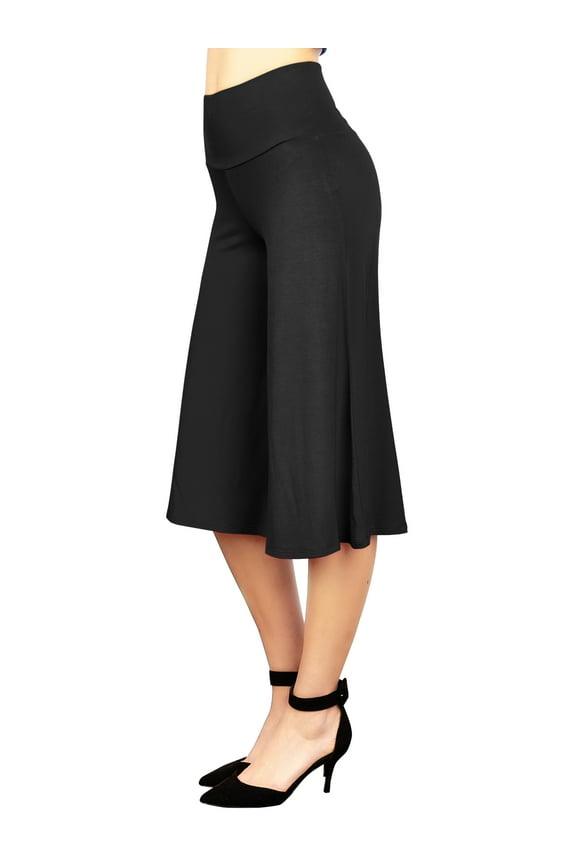 Women's Knit Culottes Pants M BLACK