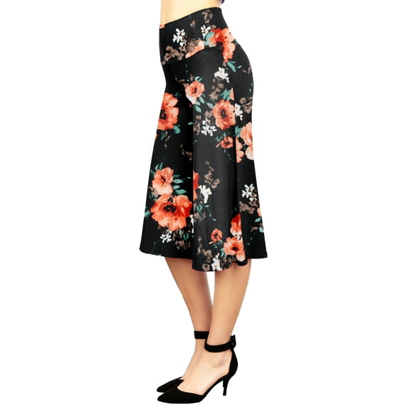 Made by Johnny Women's Knit Culottes Pants XS BLACK_FLORAL