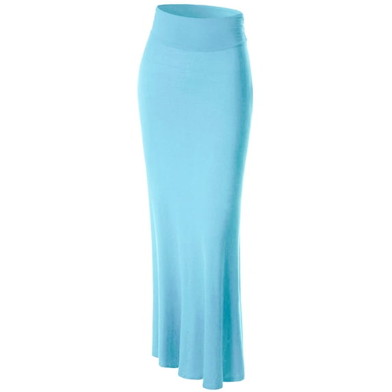 Made by Johnny Women's Lightweight Floor Length Maxi Skirt L AQUA