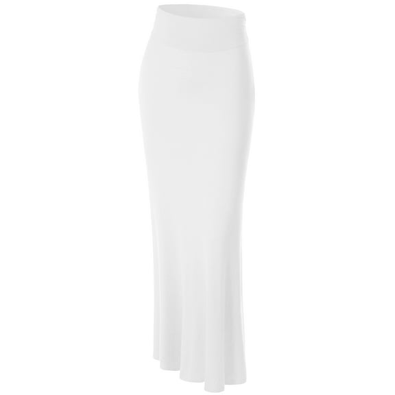 Made by Johnny Women's Lightweight Floor Length Maxi Skirt L WHITE