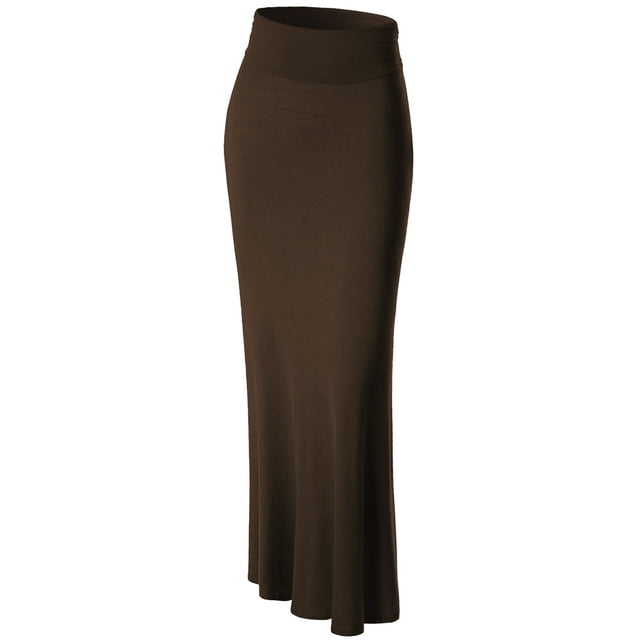 Made by Johnny Women's Lightweight Floor Length Maxi Skirt M BROWN