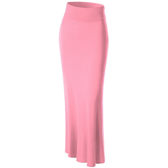Made by Johnny Women's Lightweight Floor Length Maxi Skirt S PINK