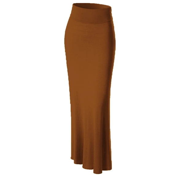 Made by Johnny Women's Lightweight Floor Length Maxi Skirt S RUST