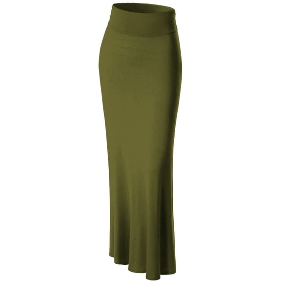 Made by Johnny Women's Lightweight Floor Length Maxi Skirt XL OLIVE