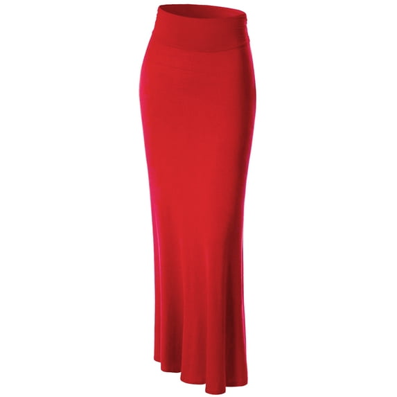Made by Johnny Women's Lightweight Floor Length Maxi Skirt XL RED