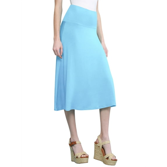 Made by Johnny Women's Lightweight Fold Over Flared Midi Skirt XXXL AQUA