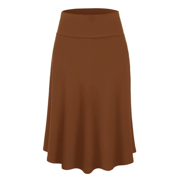 Made by Johnny Women's Lightweight Fold Over Flared Midi Skirt XXXL RUST