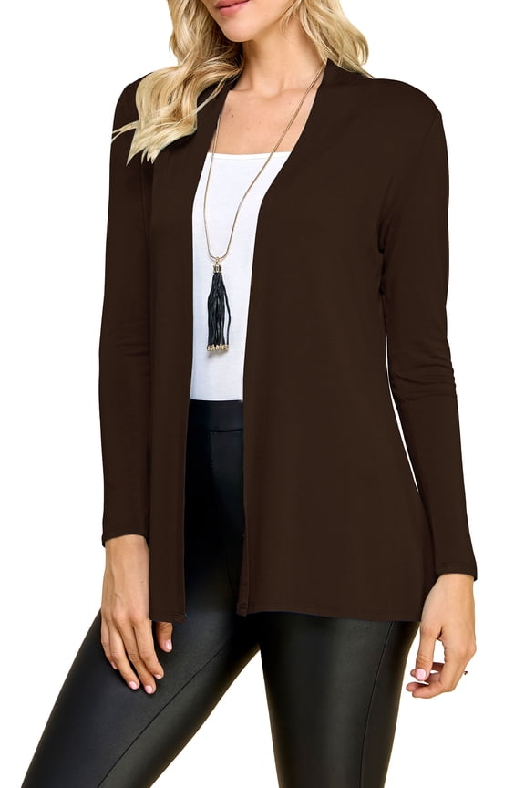 Women's Lightweight Open Front Cardigans Long Sleeve Casual Soft Drape Fall Cardigan L BROWN