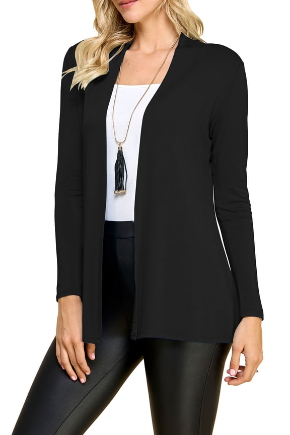 Women's Lightweight Open Front Cardigans Long Sleeve Casual Soft Drape Fall Cardigan XXL BLACK