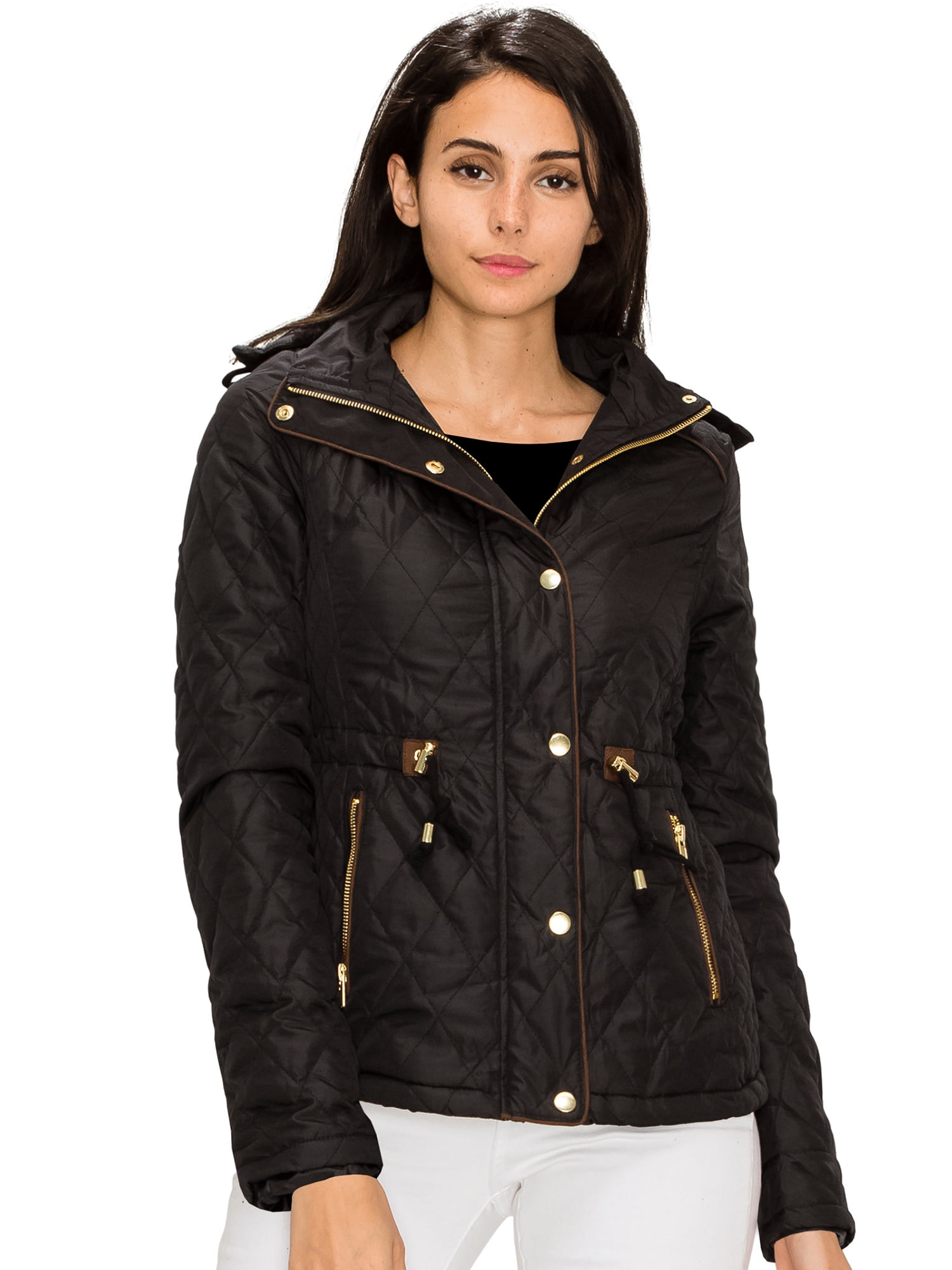 Made by Johnny Women's Lightweight Quilted ZipUp Jacket with Hoodie S