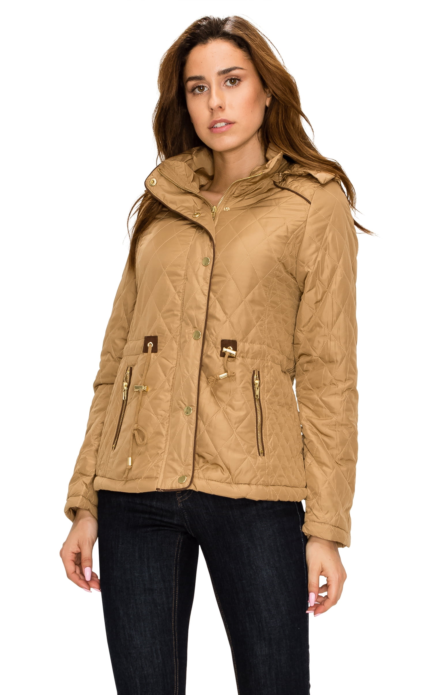 Made by Johnny Women's Lightweight Quilted Zip-Up Jacket with