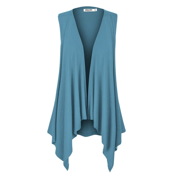 Made by Johnny Women's Lightweight Sleeveless Draped Open Cardigan L DENIM
