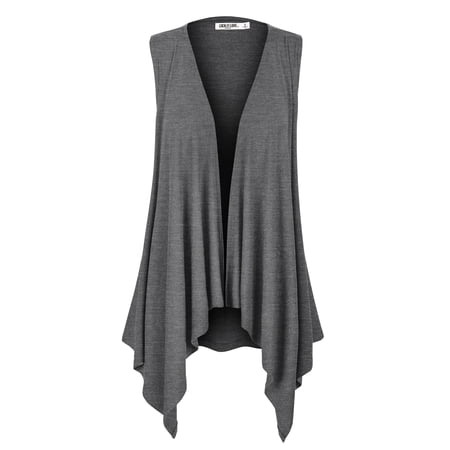 Made by Johnny Women's Lightweight Sleeveless Draped Open Cardigan L HDG