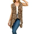 thumbnail image 1 of Made by Johnny Women's Lightweight Sleeveless Draped Open Cardigan L LEOPARD, 1 of 6