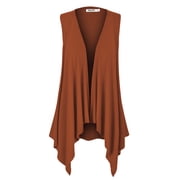 Made by Johnny Women's Lightweight Sleeveless Draped Open Cardigan L RUST