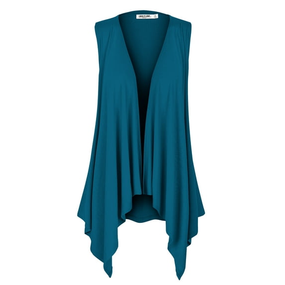 Made by Johnny Women's Lightweight Sleeveless Draped Open Cardigan L TEAL