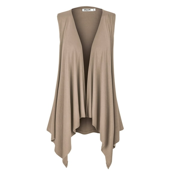 Made by Johnny Women's Lightweight Sleeveless Draped Open Cardigan M TAUPE