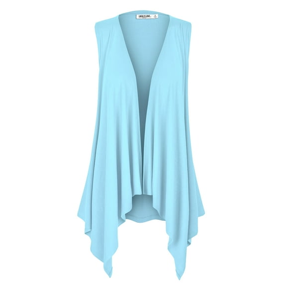 Made by Johnny Women's Lightweight Sleeveless Draped Open Cardigan S AQUA